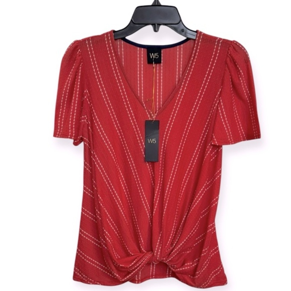 Anthropologie: W5 Women’s Red Striped V-Neck Blouse Size M **290